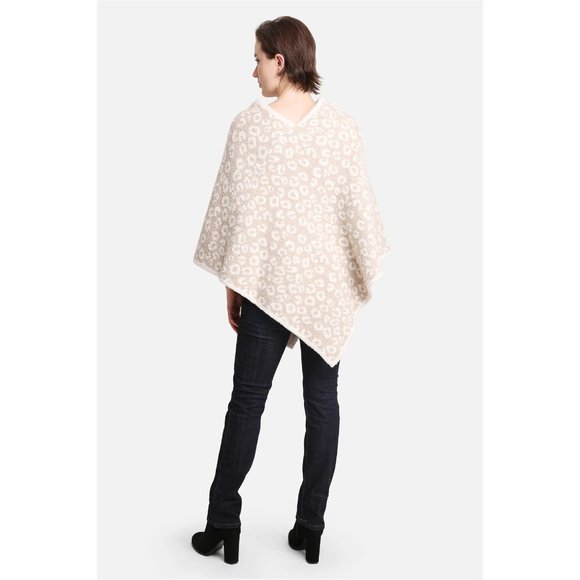 COPY - WOMENS BEIGE LEOPARD PRINT LUXURY SOFT PONCHO - OS - Picture 2 of 10
